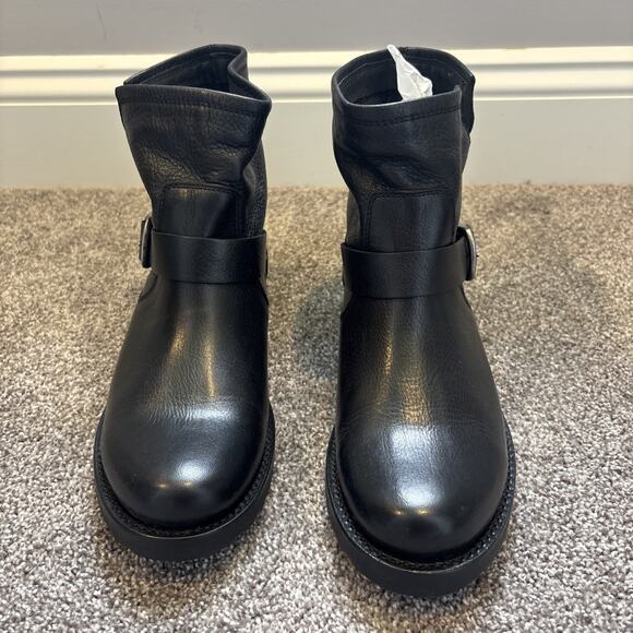 FRYE Veronica Black Leather Buckle Moto Bootie Women's 9 - Picture 4 of 8